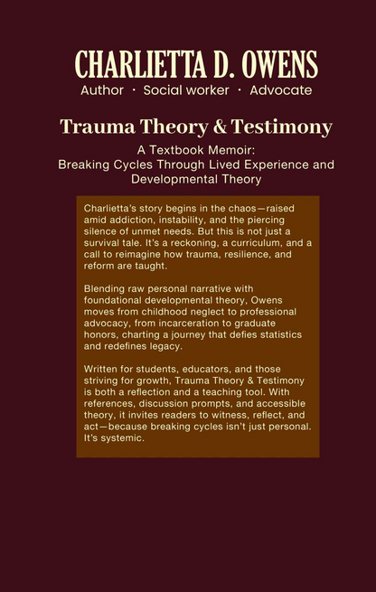 (eBook) Trauma Theory & Testimony: Breaking Cycles Through Lived Experience and Developmental Theory