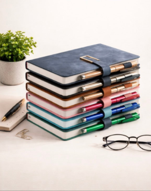 Reflective Leather A5 Journal – Lined, 200 Pages